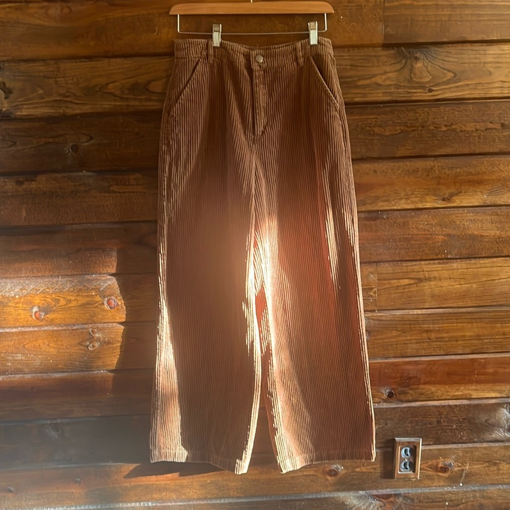 Corduroy wide leg brown pants
